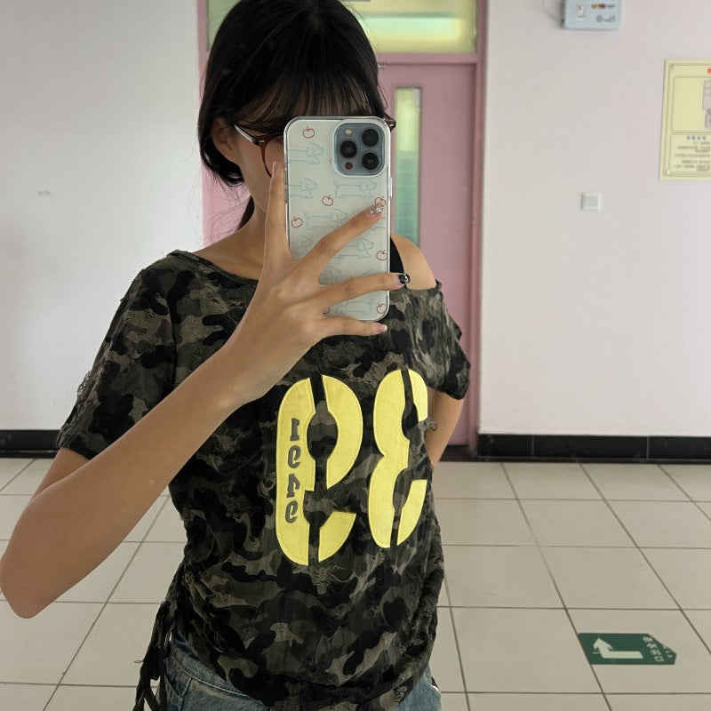 Camo Off-Shoulder Tee