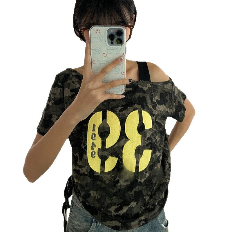 Camo Off-Shoulder Tee