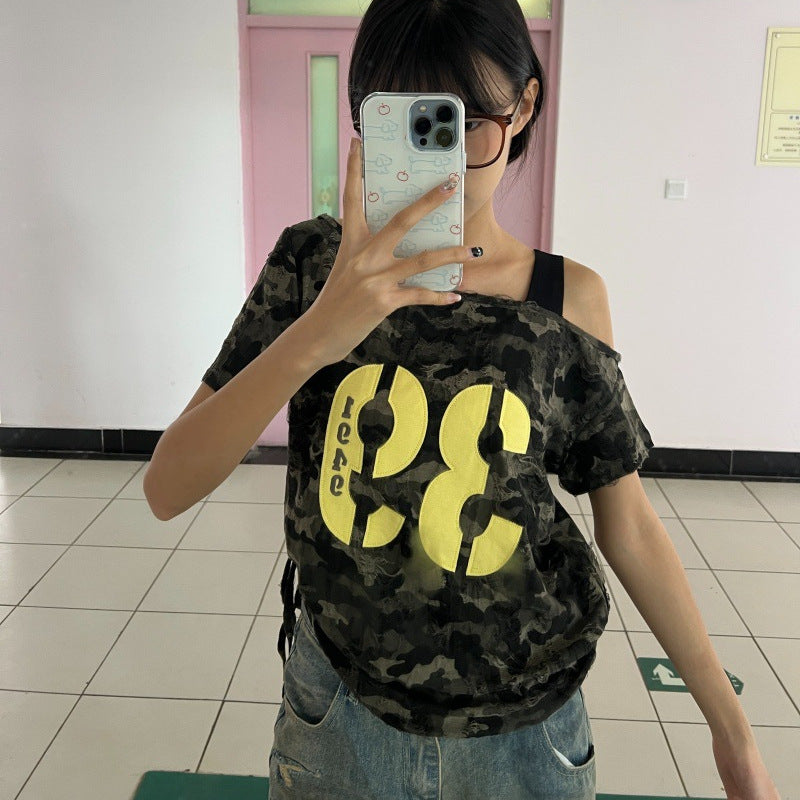 Camo Off-Shoulder Tee