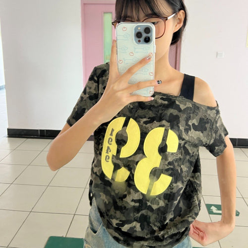 Camo Off-Shoulder Tee