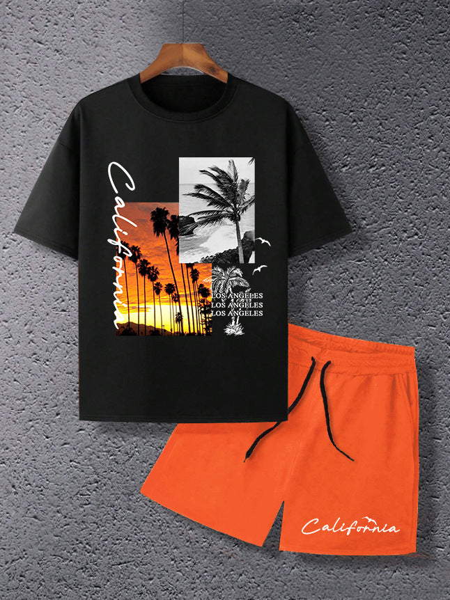 Sunset Print Tee and Shorts Set