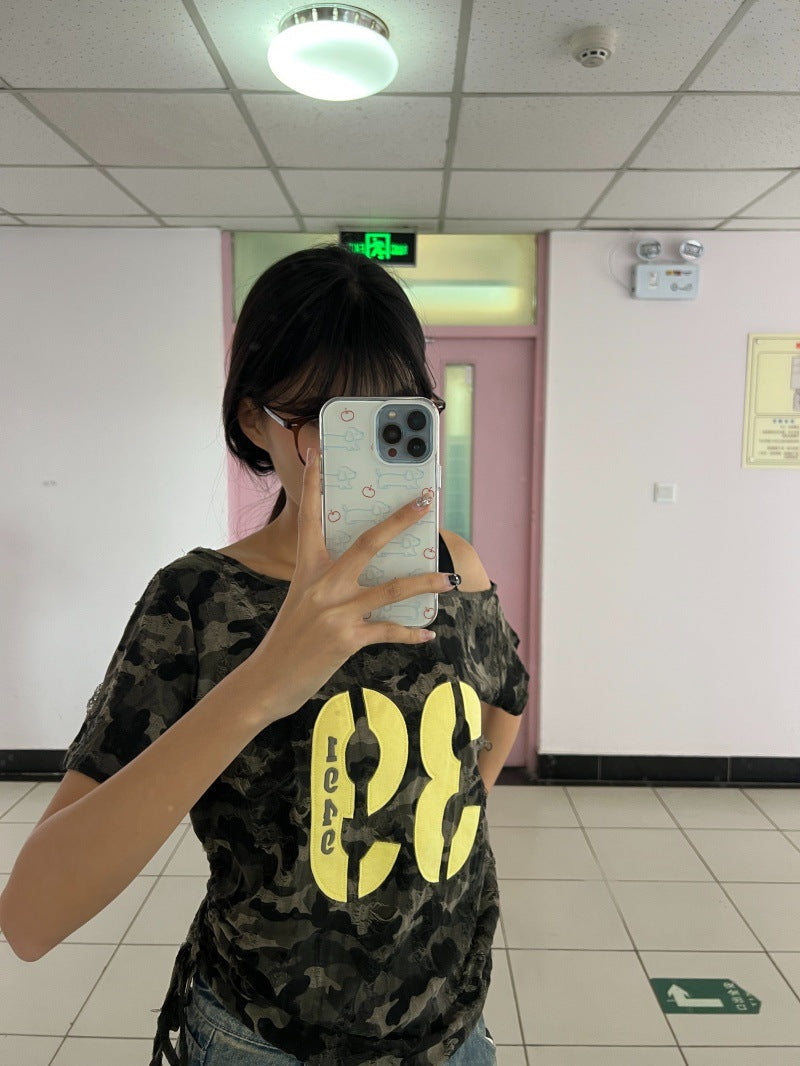 Camo Off-Shoulder Tee