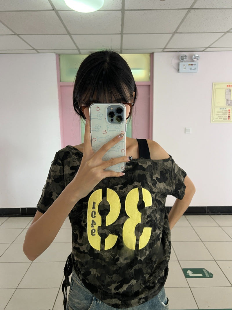 Camo Off-Shoulder Tee
