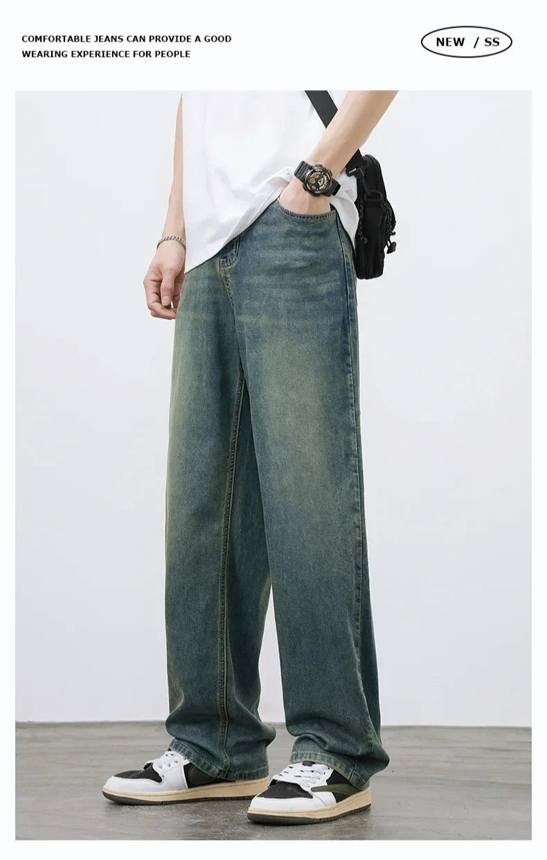 Straight Fit Wide Leg Denim