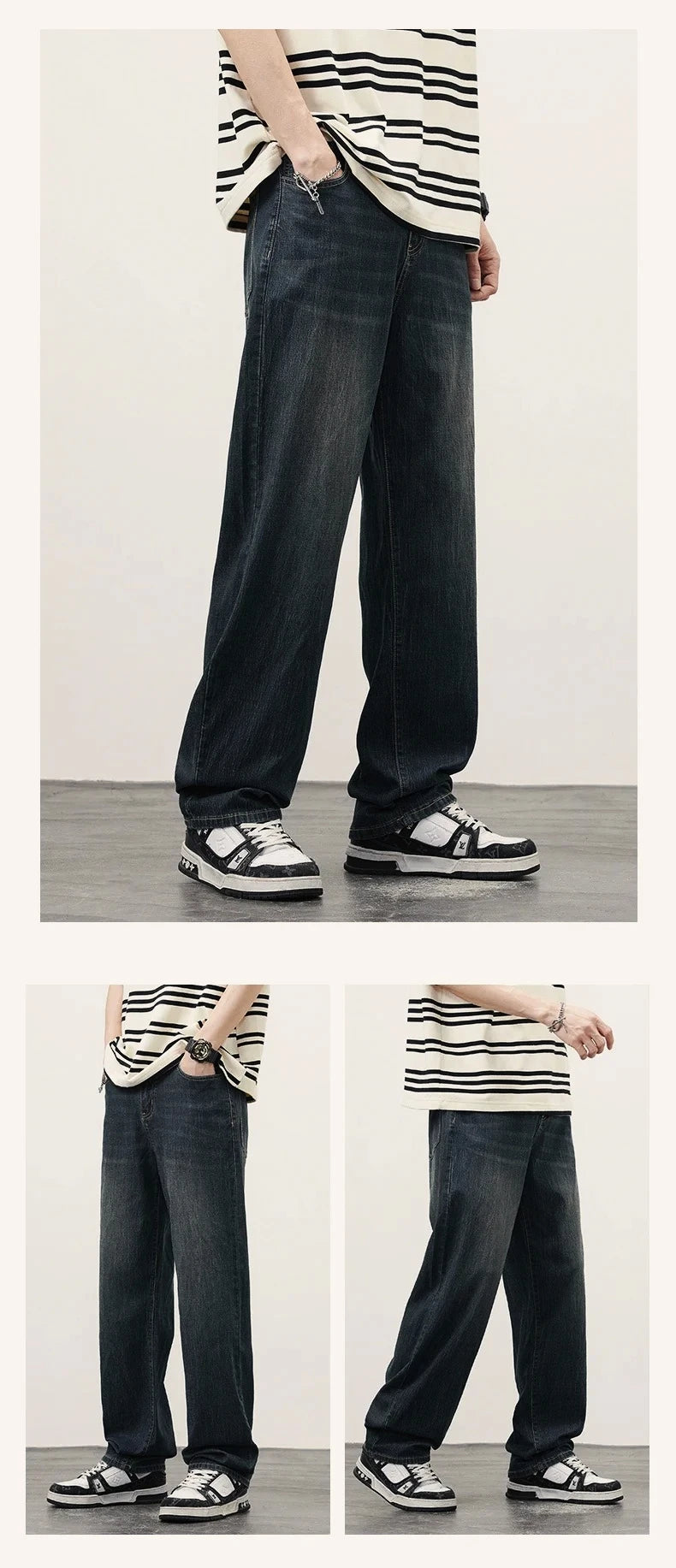 Straight Fit Wide Leg Denim